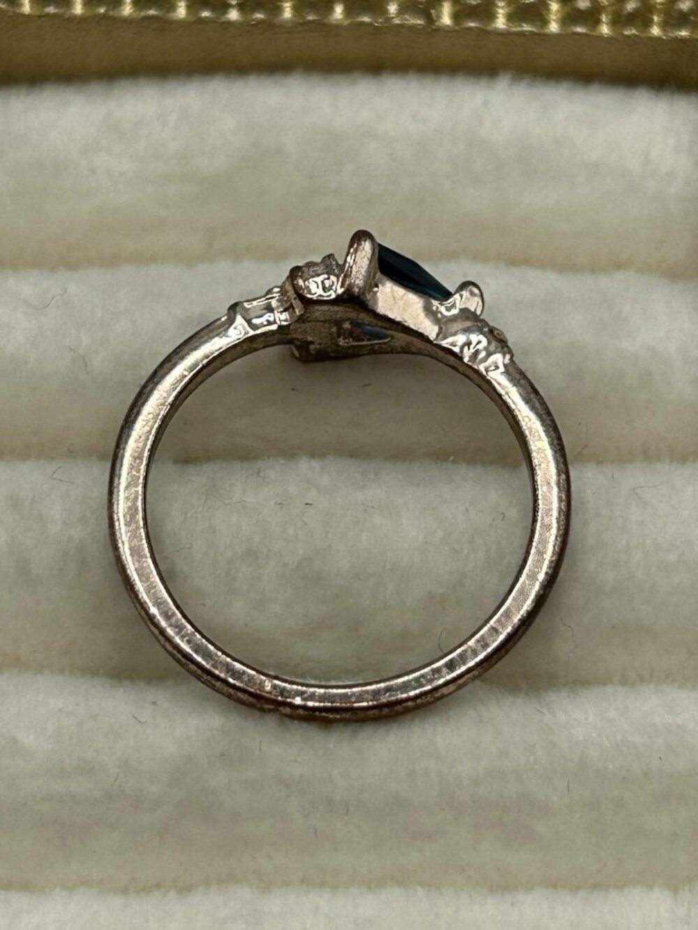 Vintage Blue Stone Rhinestone Ring Size 7.5 Costume Jewelry Glam Fun Retro Gift - Picture 6 of 13